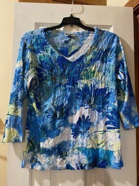 JM Collection blue/white tunic
